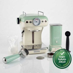 أريتي فينتاج طقم ماكينة إسبريسو وخفاقة حليب (Ariete Vintage) – قطعتين باللون الأخضر الباستيل. (Copy)