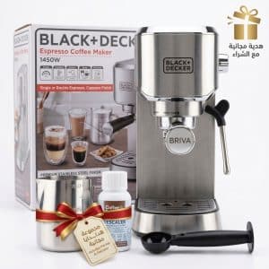 ماكينة قهوة وإسبريسو بلاك اند ديكر 1450 وات (15 بار) – فضي | موديل ECM150-B5 جديد بالكرتونة